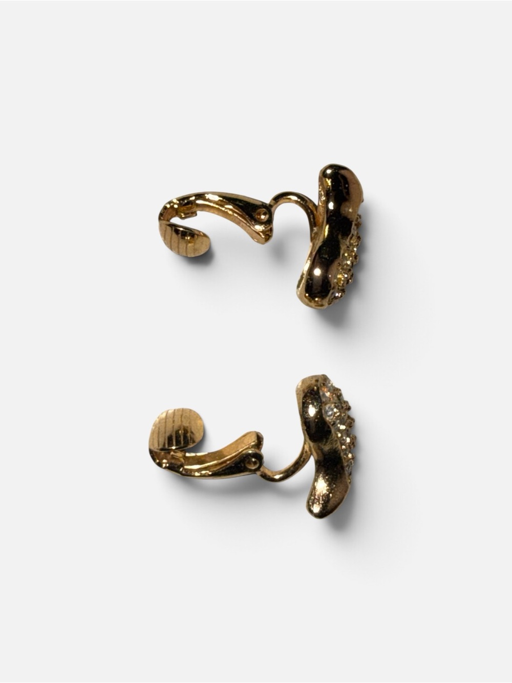 Vintage Christian Dior Gold Teardrop Rhinestone Clip-On Earrings Made in Germany - Picture 5 of 5